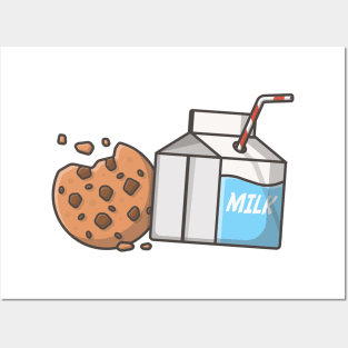 Milk box and chocolate cookies Posters and Art